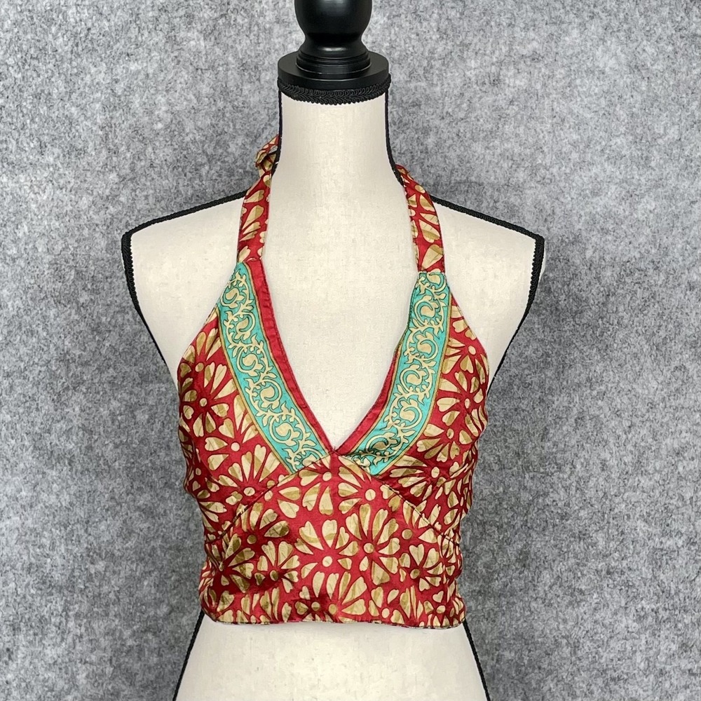 Tree of Life Womens Reversible Boho‎ Halter Top Size S Festival Tie Back Hippie
